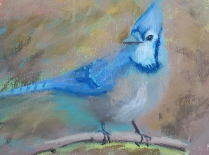 BlueJay pastel on Paper 6 by 8 in.